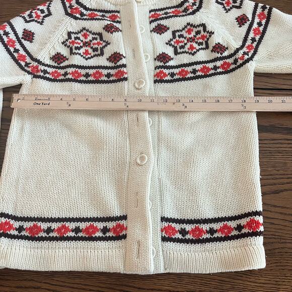 VTG 50s Kimlon by RBK Importers Ivory Floral Knit Sweater Cardigan Size S/M - Picture 5 of 5